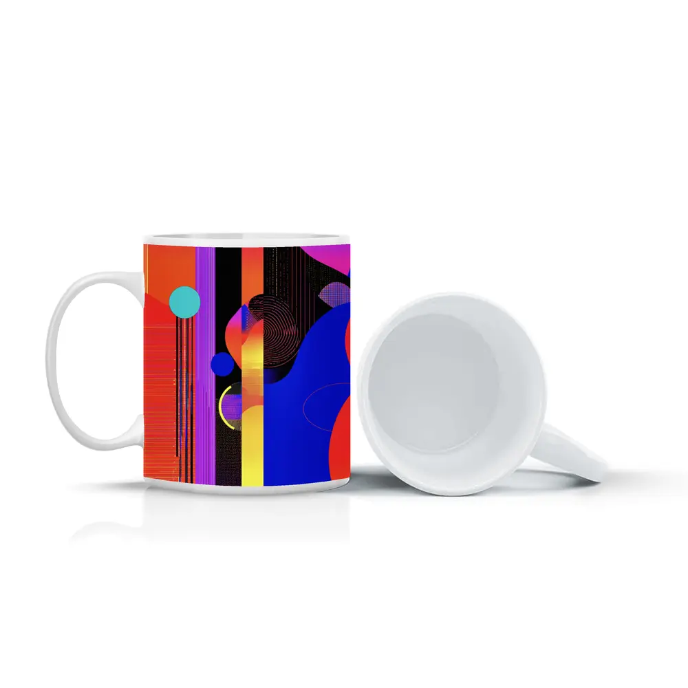 Bold Geometric Abstract Art Blue Red – Mugs