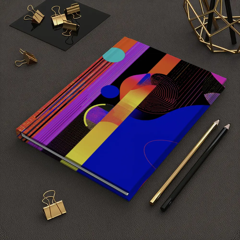 Bold Geometric Abstract Art Blue Red – Notebooks