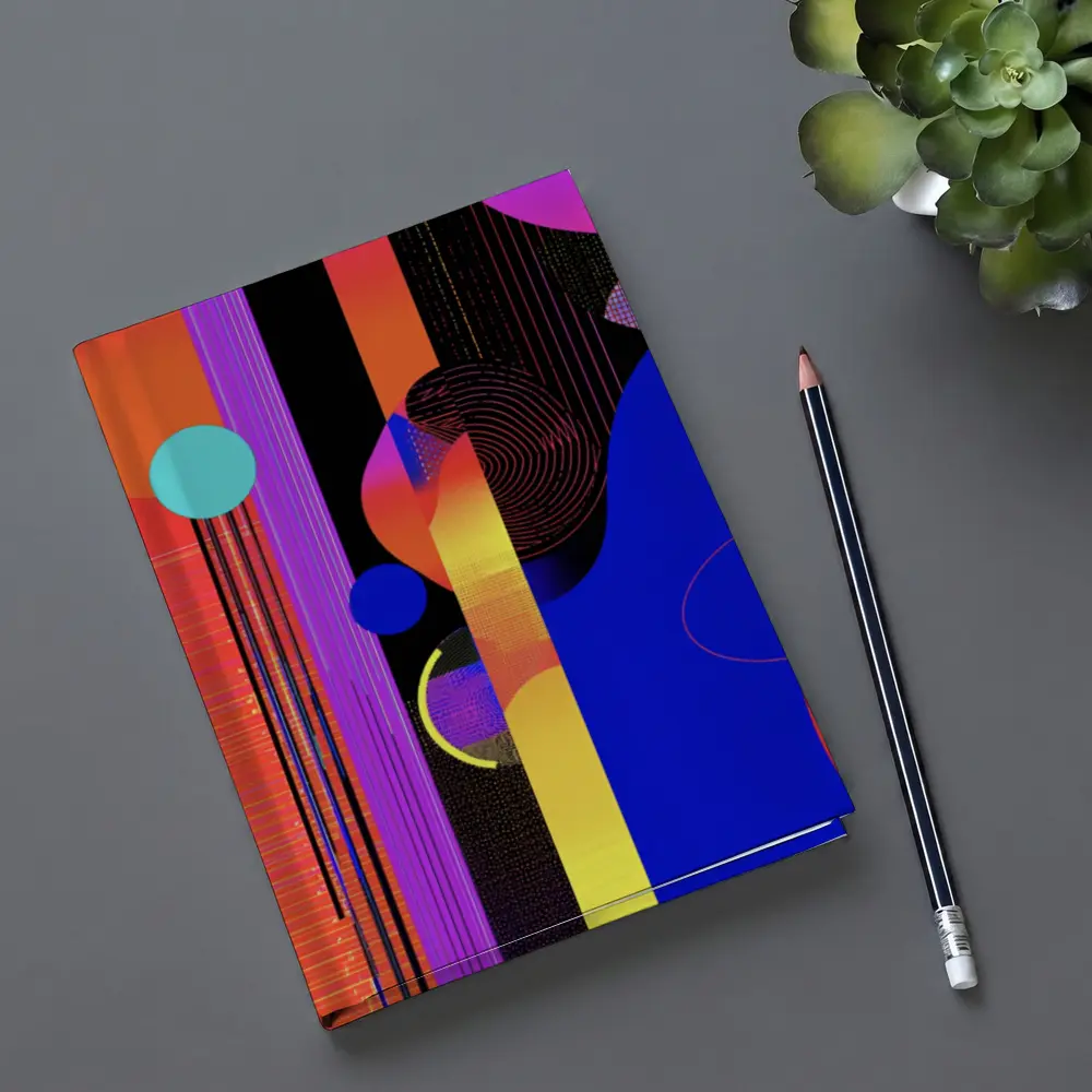 Bold Geometric Abstract Art Blue Red – Notebooks
