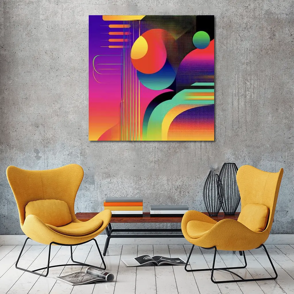 Bold Geometric Abstract Art Colorful Gradient Design – Wall Art