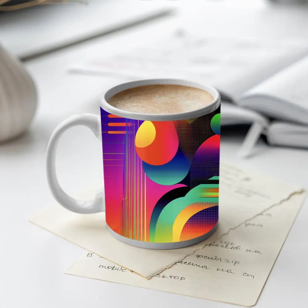 Bold Geometric Abstract Art Colorful Gradient Design – Mugs