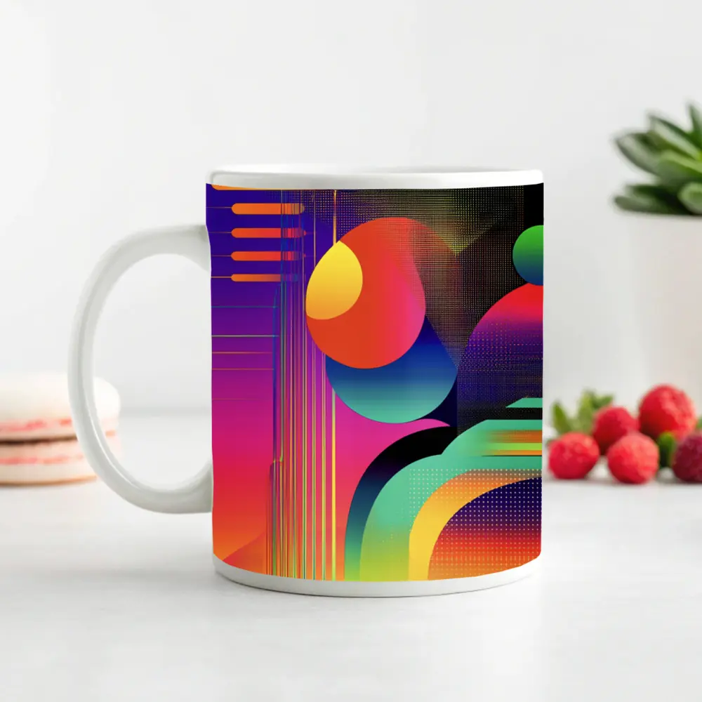 Bold Geometric Abstract Art Colorful Gradient Design – Mugs