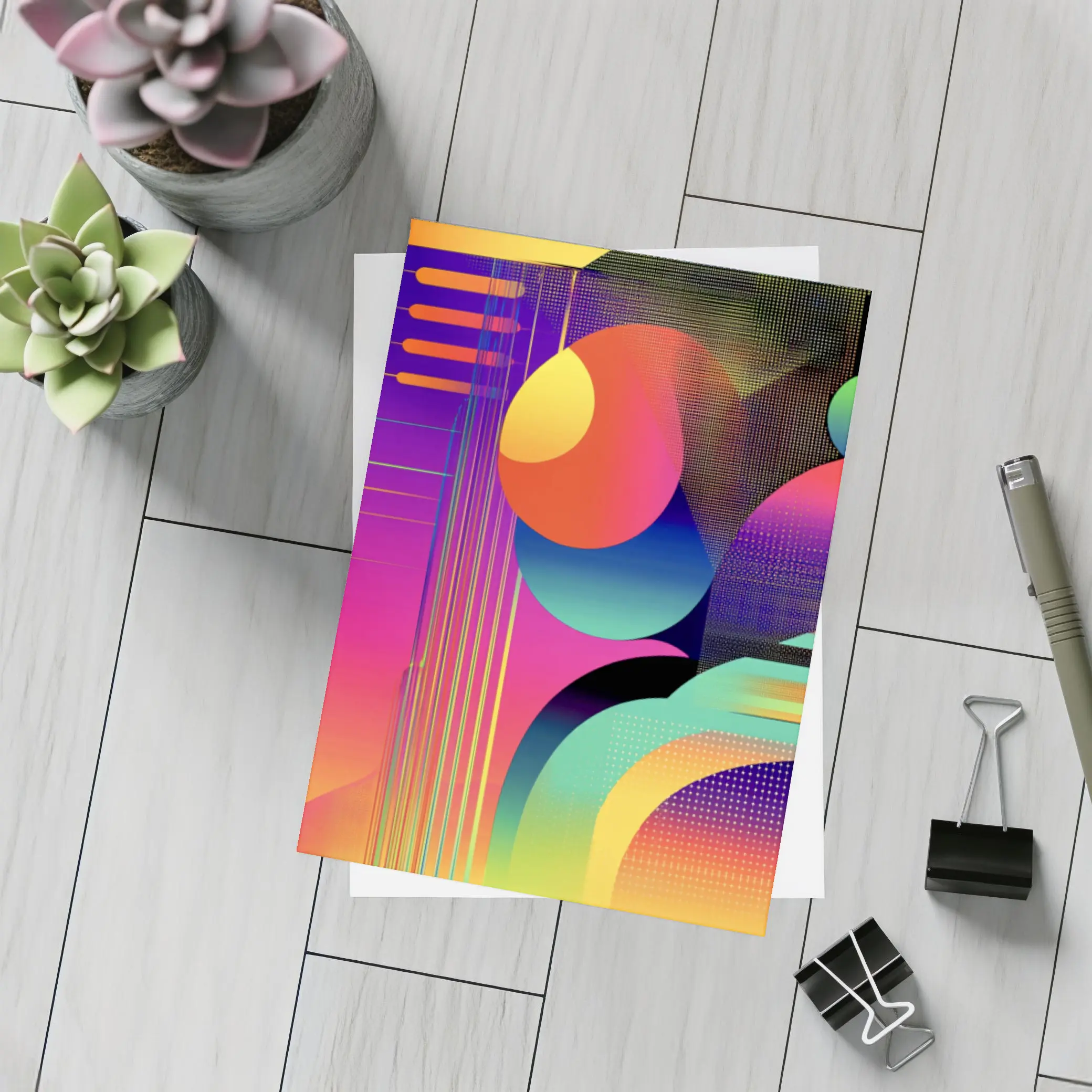 Bold Geometric Abstract Art Colorful Gradient Design – Postcards
