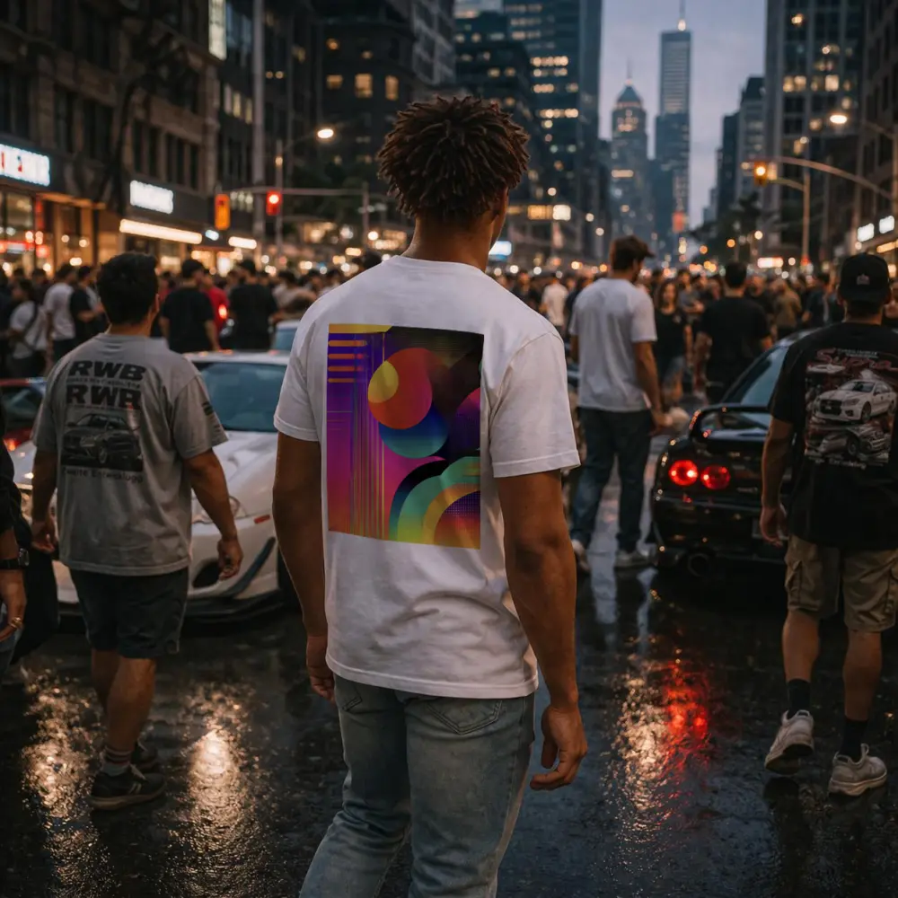 Bold Geometric Abstract Art Colorful Gradient Design – T-Shirts