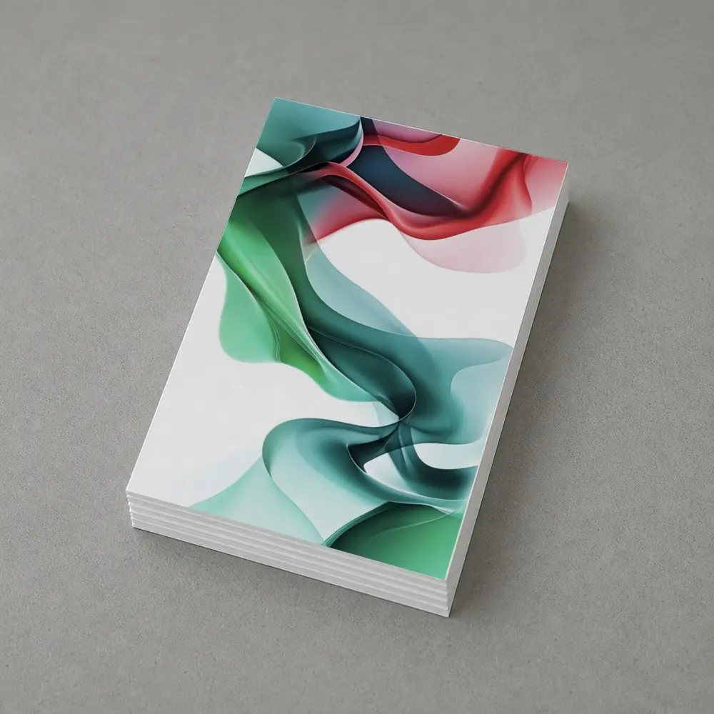 Flowing Abstract Waves Green Pink White Background – Postcards