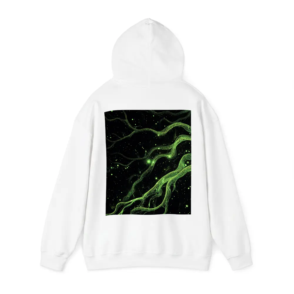 Glowing Green Organic Tendrils On Black – Hoodies