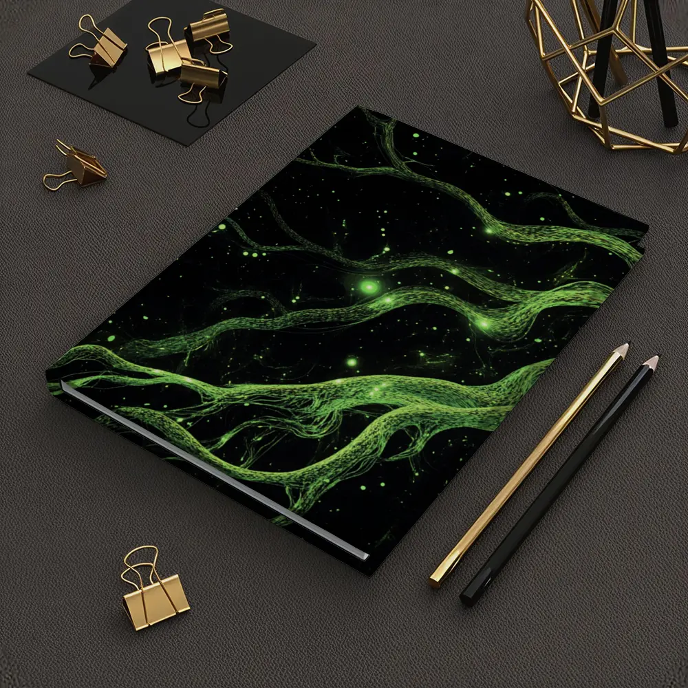 Glowing Green Organic Tendrils On Black – Notebooks