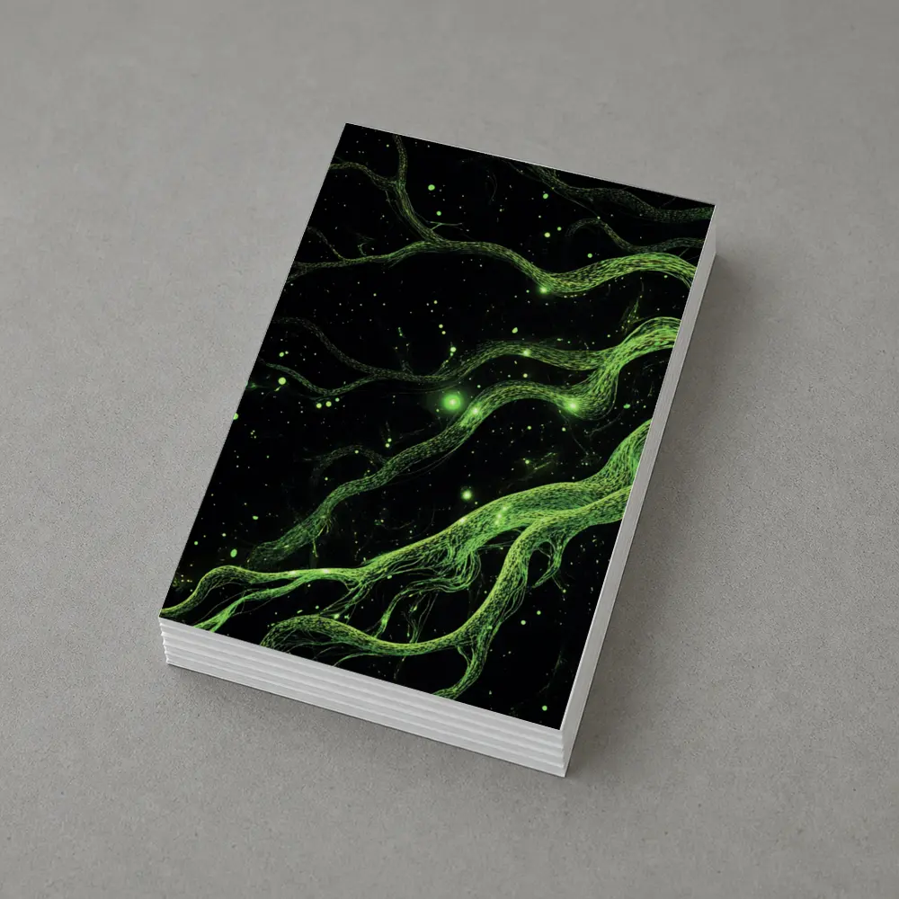 Glowing Green Organic Tendrils On Black – Postcards