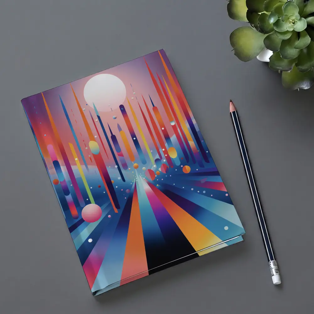 Colorful Abstract Geometric City Night Sky – Notebooks