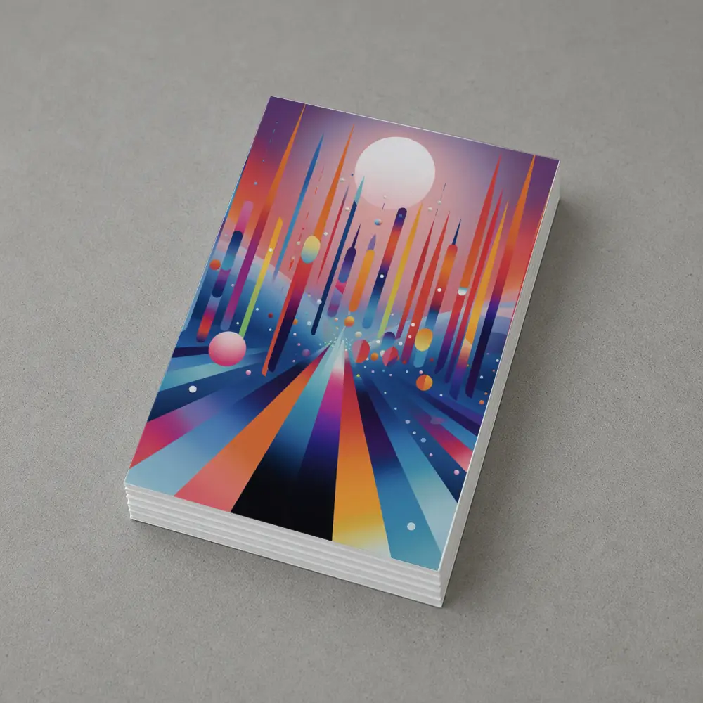 Colorful Abstract Geometric City Night Sky – Postcards