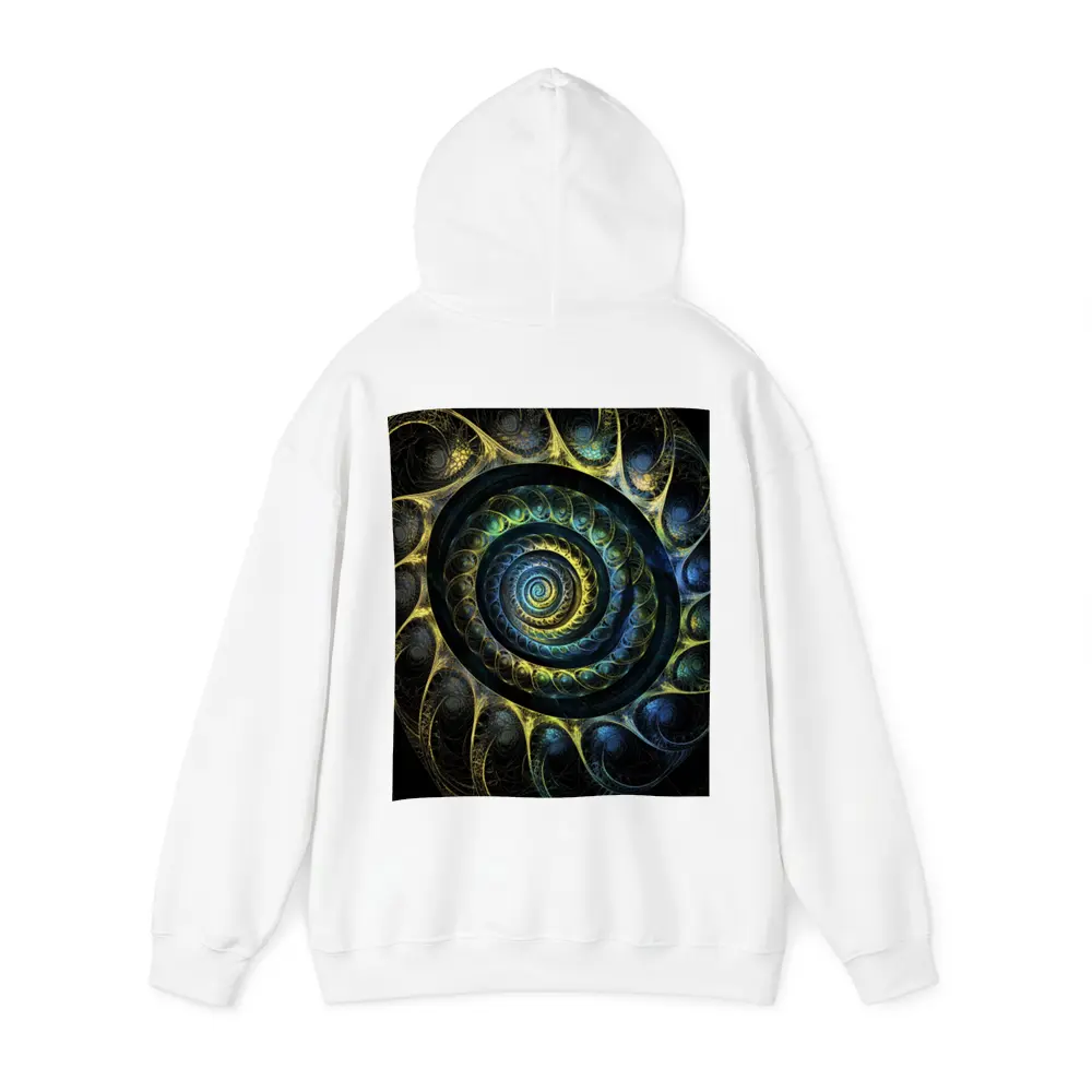 Dark Fractal Spiral Abstract Blue Gold – Hoodies