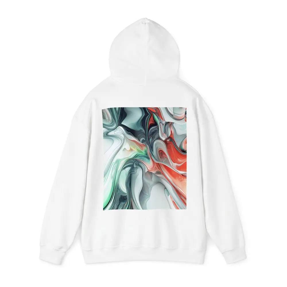 Fluid Marble Abstract Art Coral Mint White – Hoodies