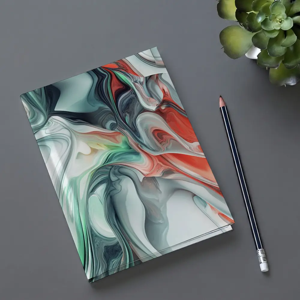 Fluid Marble Abstract Art Coral Mint White – Notebooks