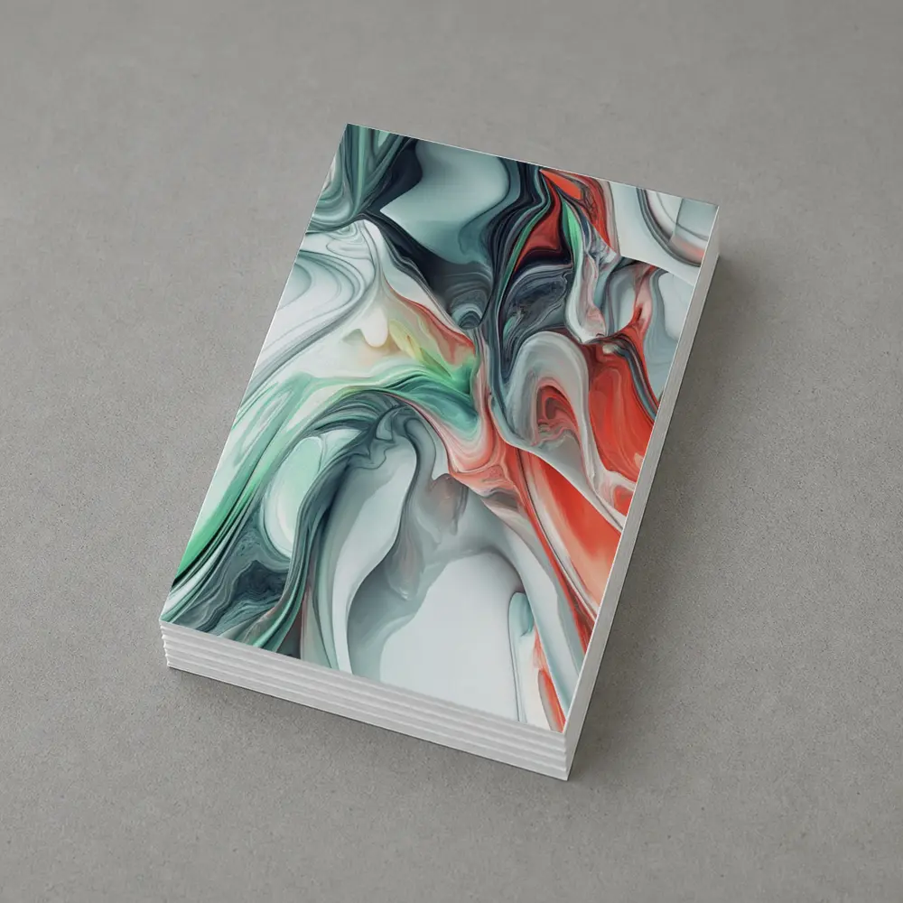 Fluid Marble Abstract Art Coral Mint White – Postcards