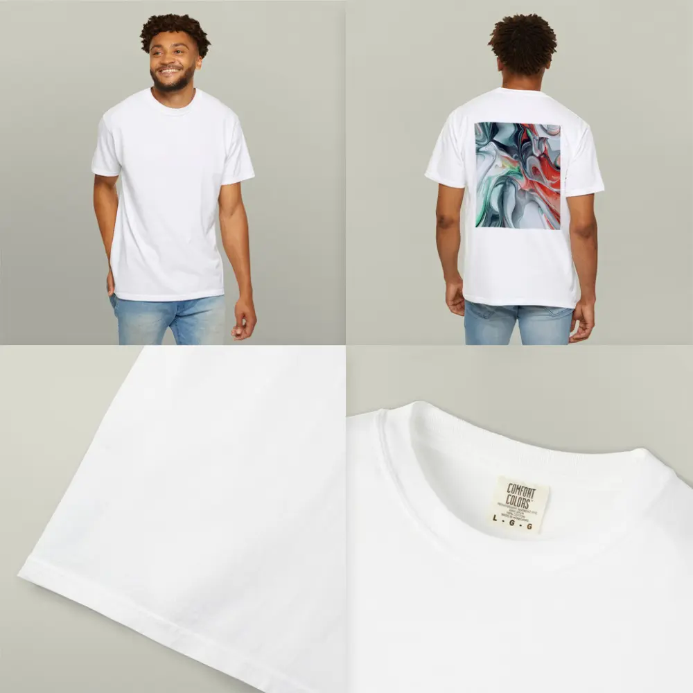 Fluid Marble Abstract Art Coral Mint White – T-Shirts