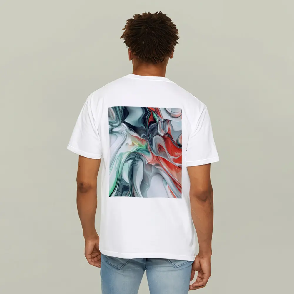Fluid Marble Abstract Art Coral Mint White – T-Shirts