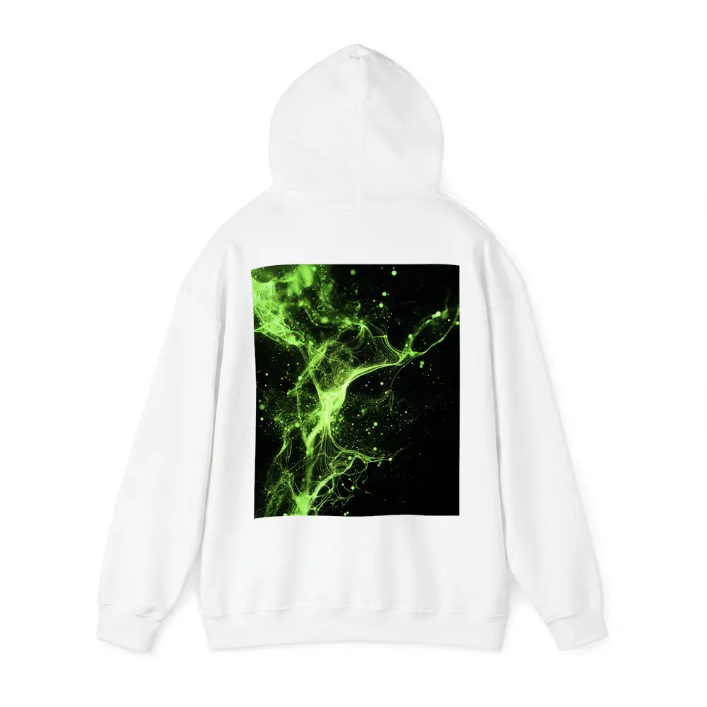 Neon Green Energy Particles Black Background – Hoodies