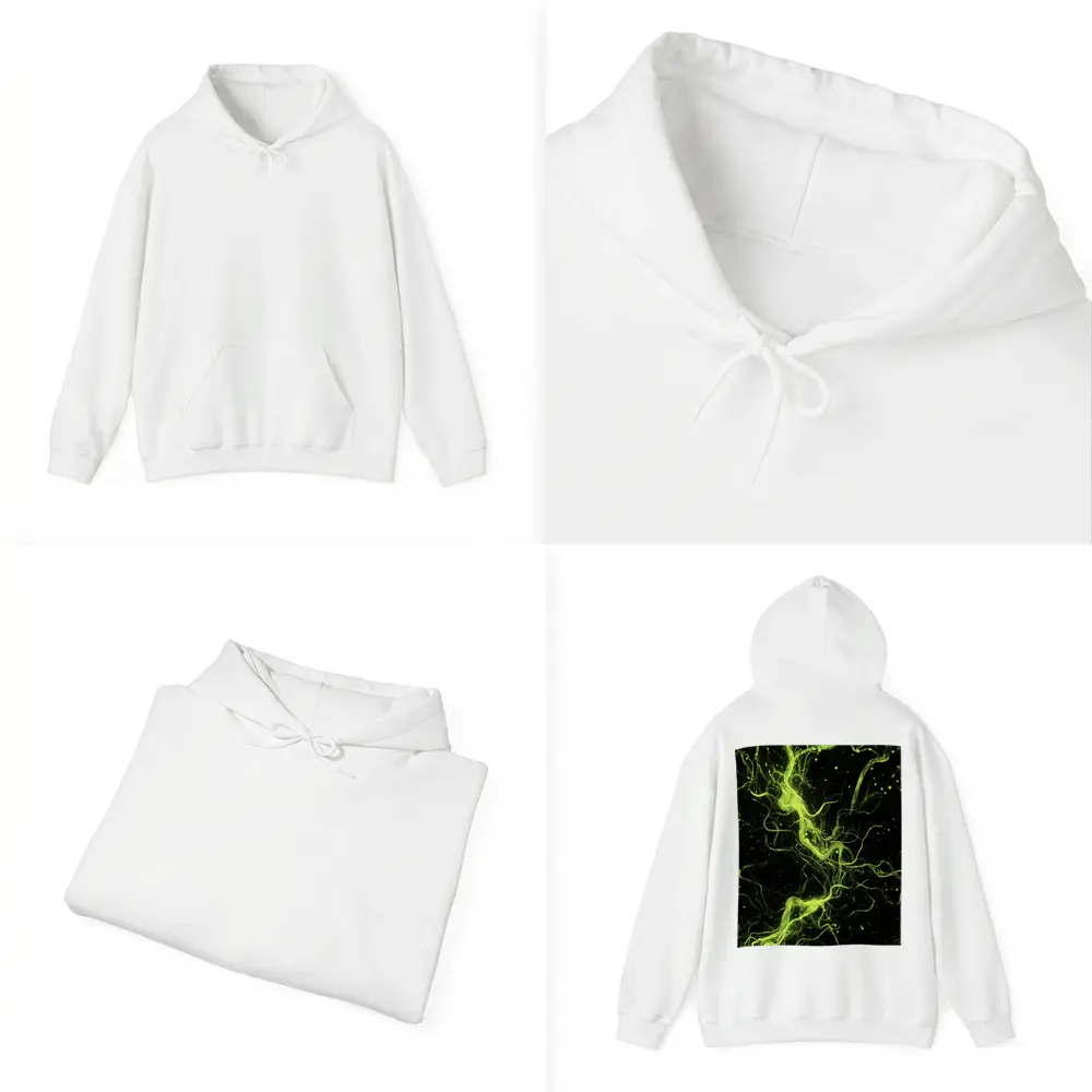 Neon Green Energy Waves On Black – Hoodies