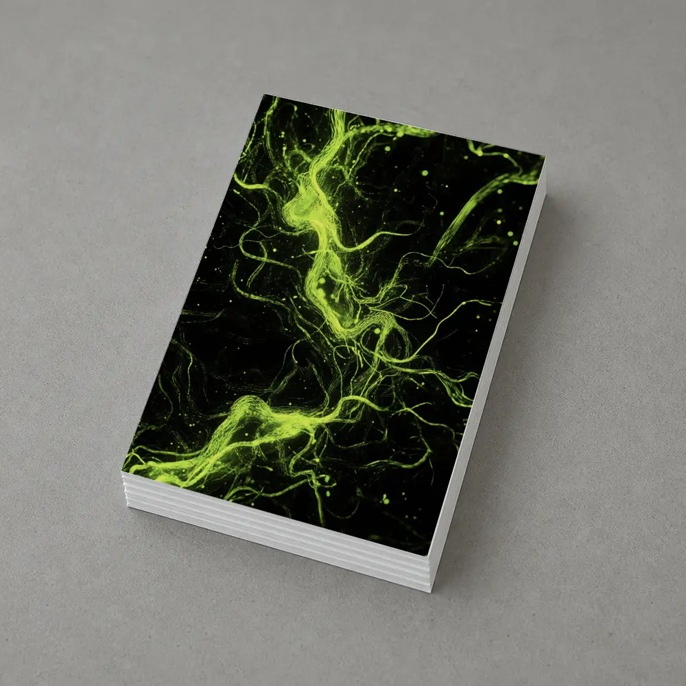 Neon Green Energy Waves On Black – Postcards