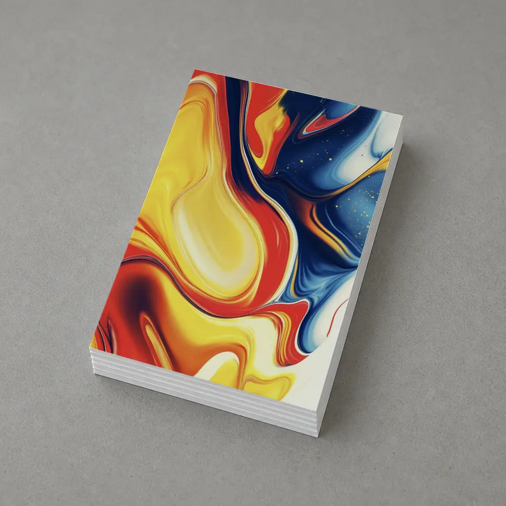 Bold Fluid Abstract Art Yellow Red Blue – Postcards