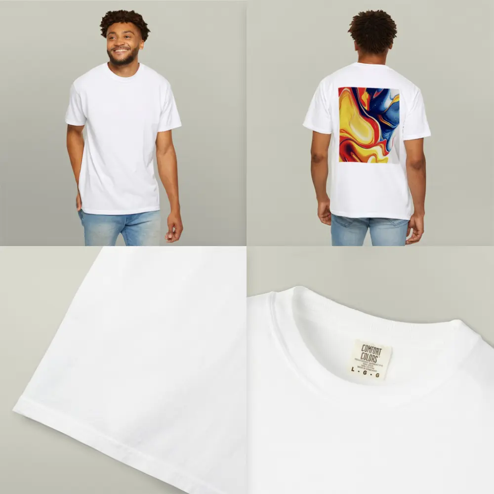 Bold Fluid Abstract Art Yellow Red Blue – T-Shirts