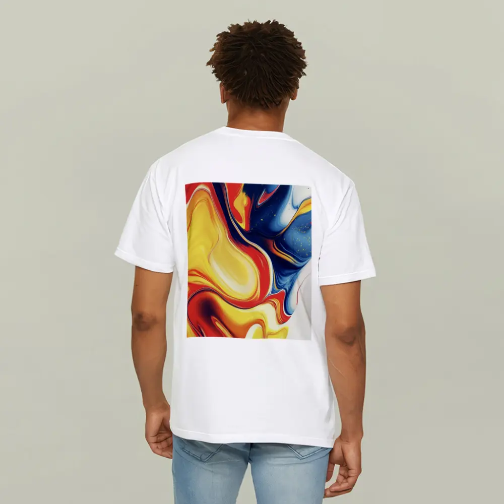 Bold Fluid Abstract Art Yellow Red Blue – T-Shirts