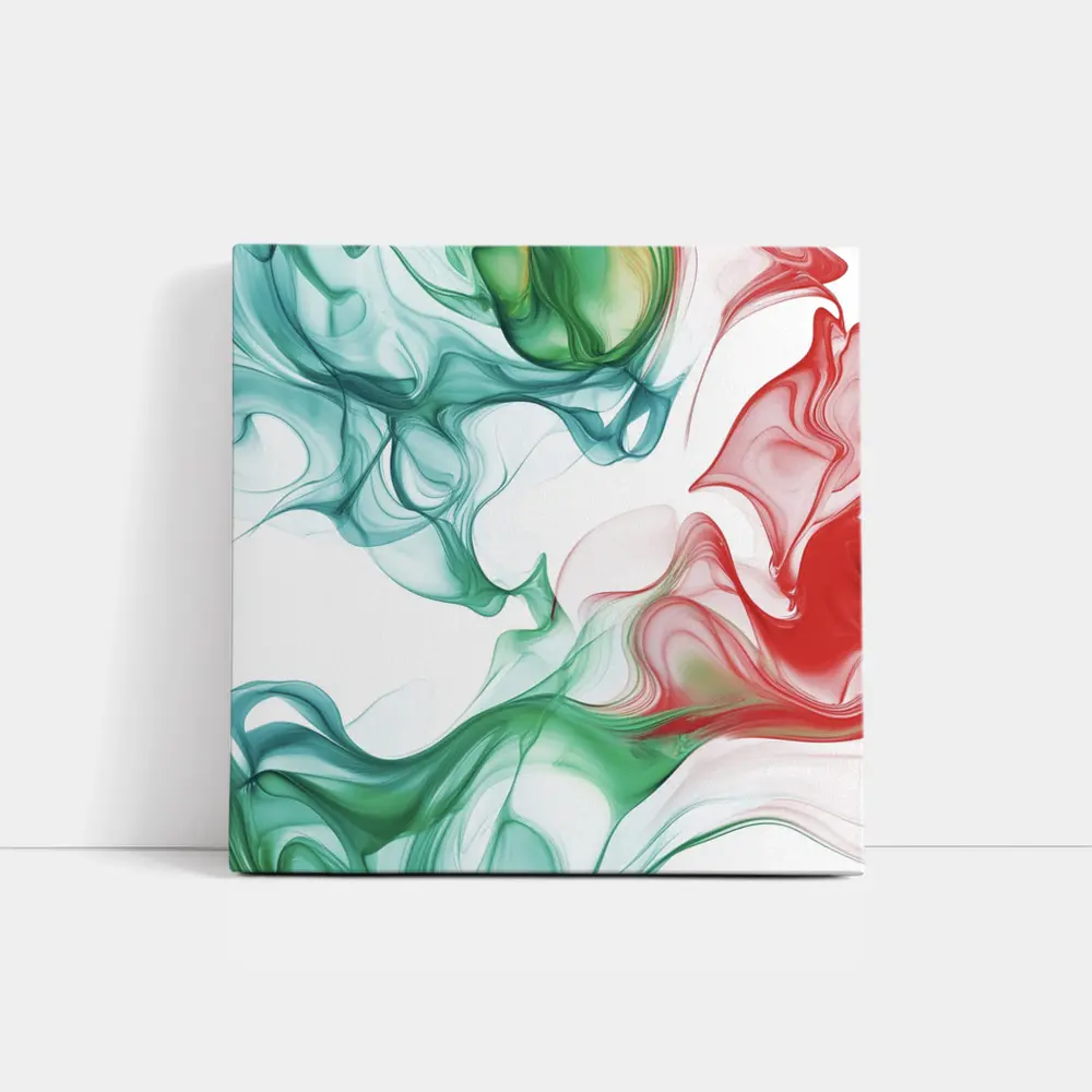 Green Red Smoke Abstract Art White Background – Wall Art