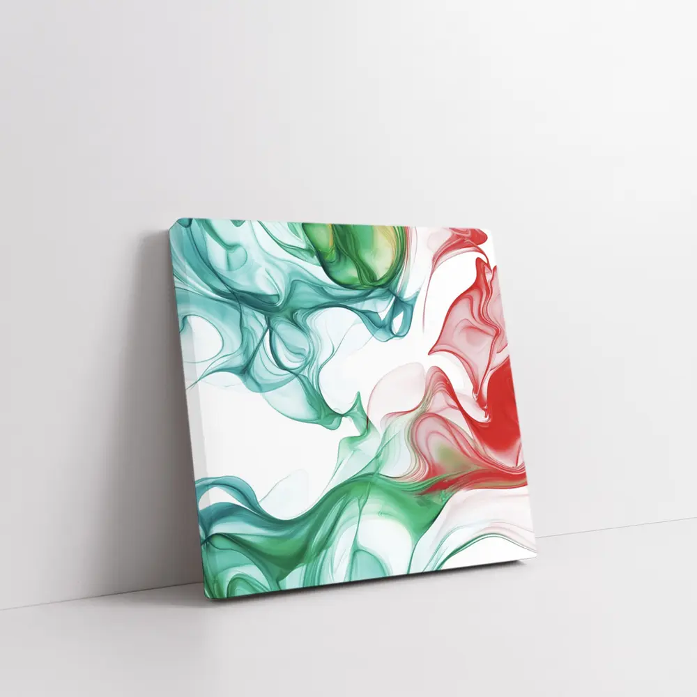 Green Red Smoke Abstract Art White Background – Wall Art