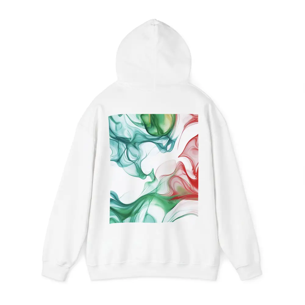 Green Red Smoke Abstract Art White Background – Hoodies