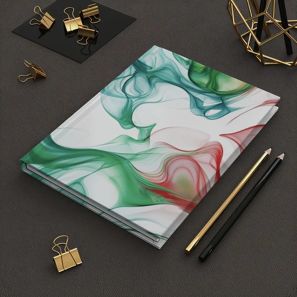 Green Red Smoke Abstract Art White Background – Notebooks