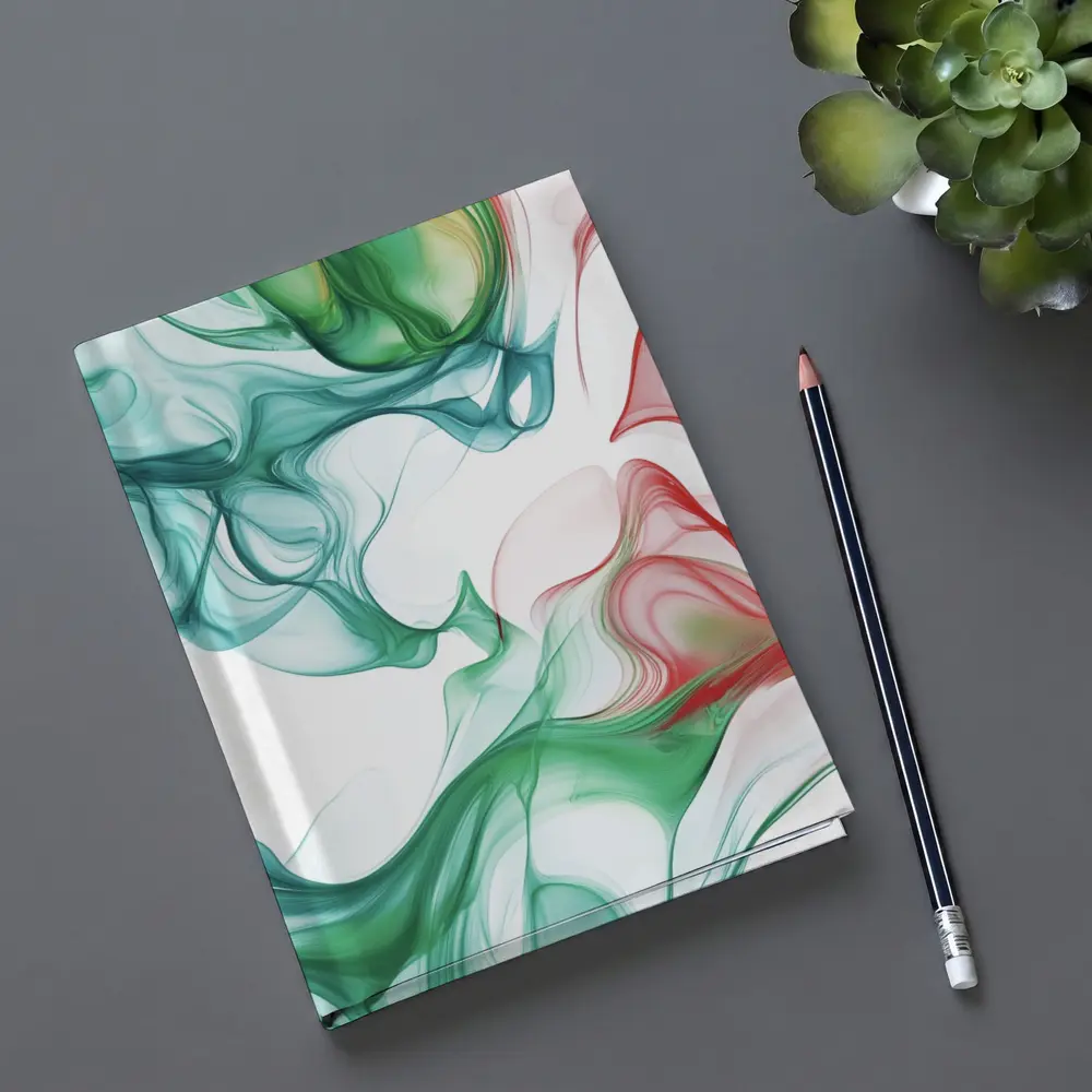 Green Red Smoke Abstract Art White Background – Notebooks