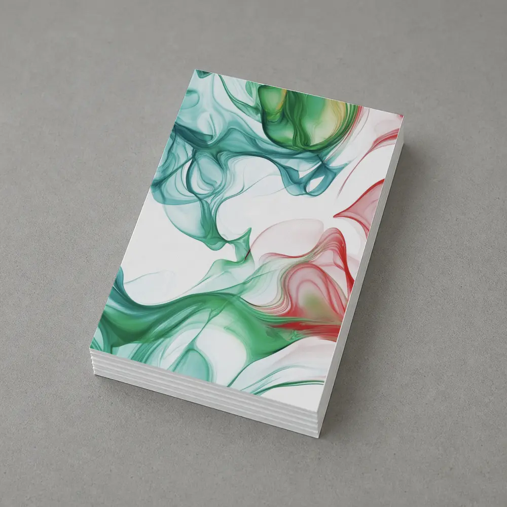 Green Red Smoke Abstract Art White Background – Postcards