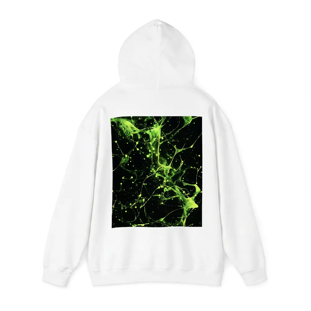 Neon Green Neural Network Dark Background Abstract – Hoodies