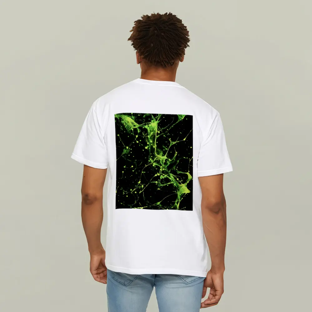 Neon Green Neural Network Dark Background Abstract – T-Shirts