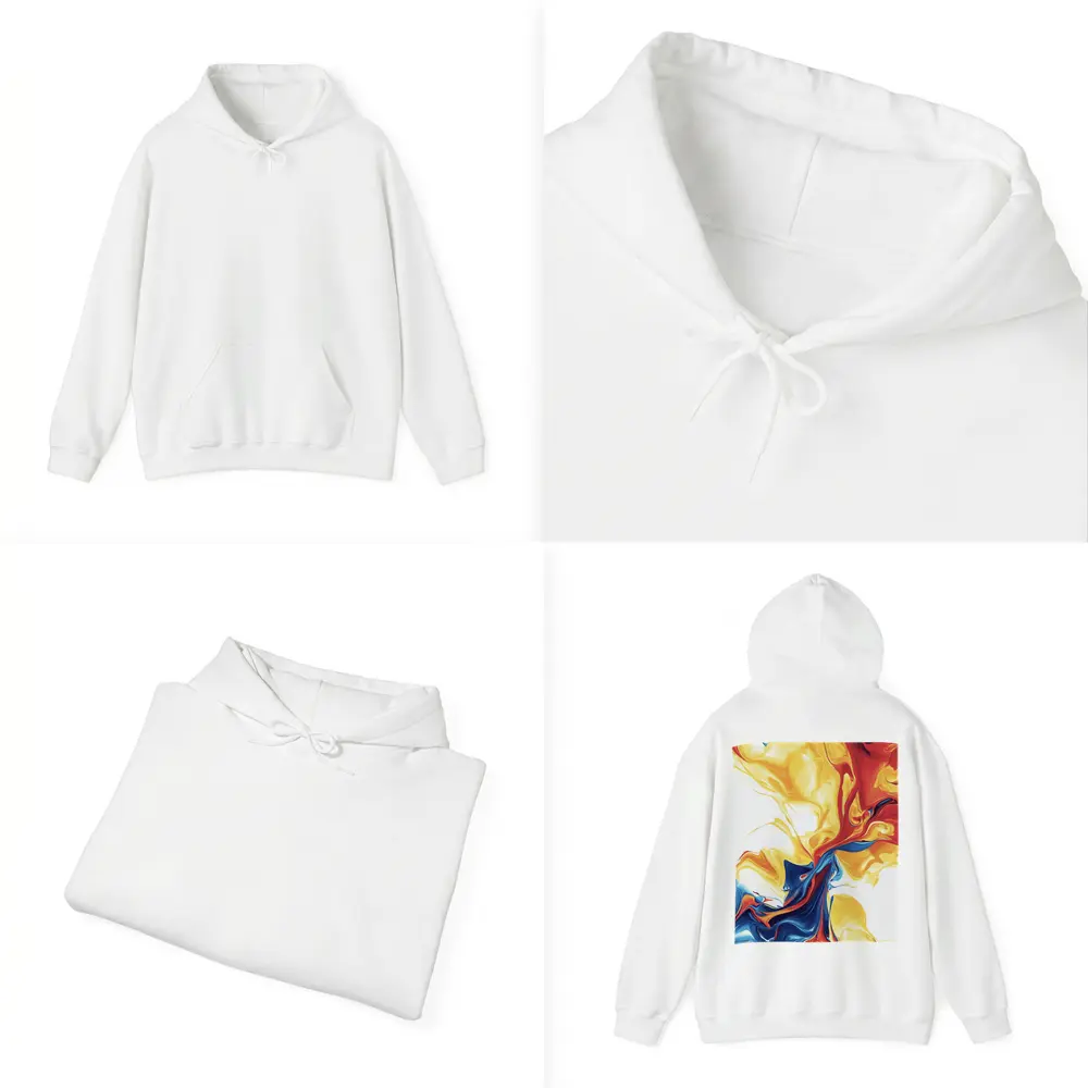 Bold Fluid Abstract Art Yellow Red Blue – Hoodies