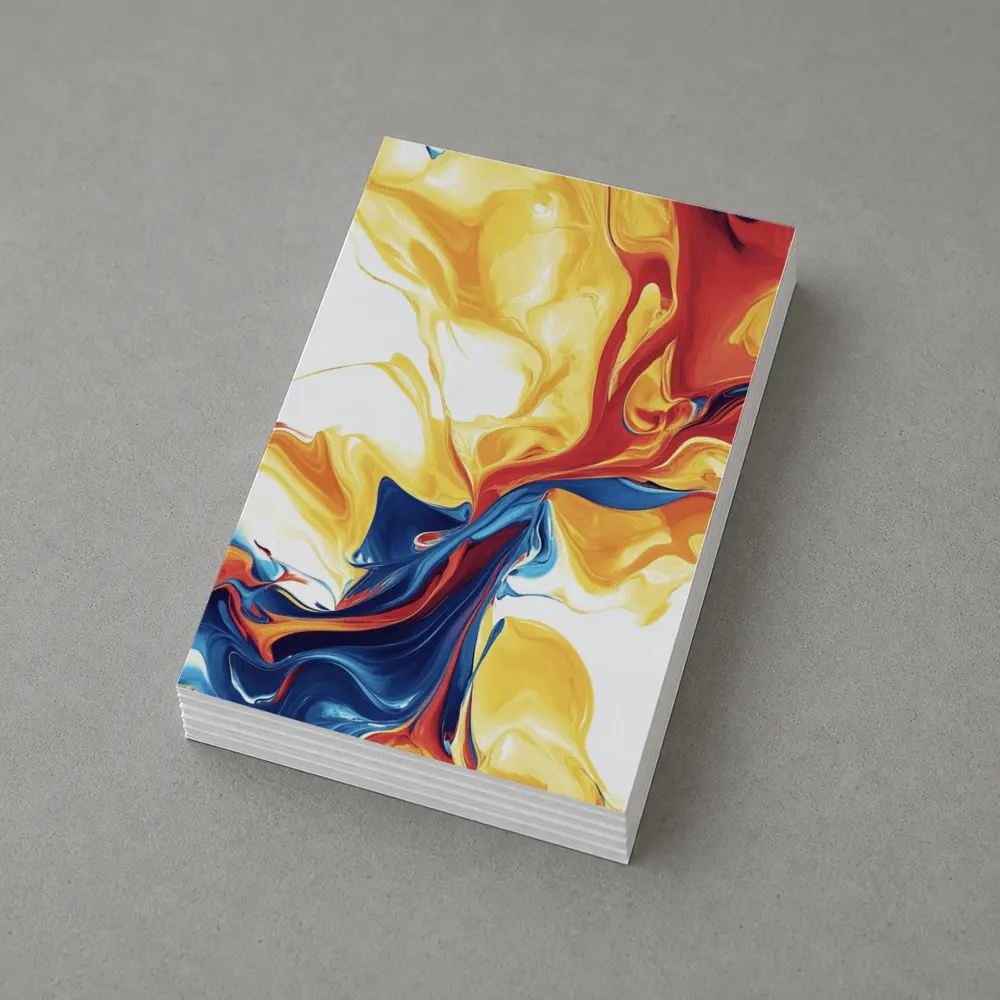 Bold Fluid Abstract Art Yellow Red Blue – Postcards