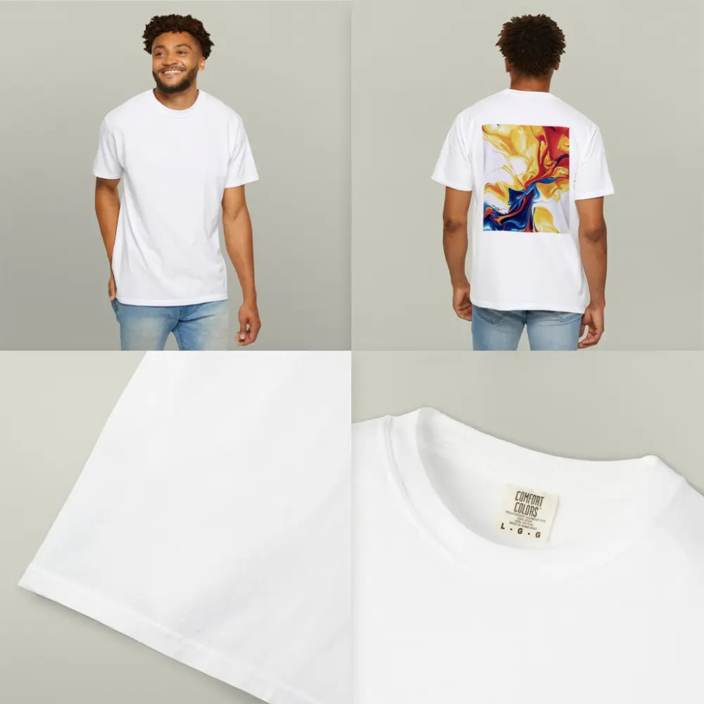 Bold Fluid Abstract Art Yellow Red Blue – T-Shirts