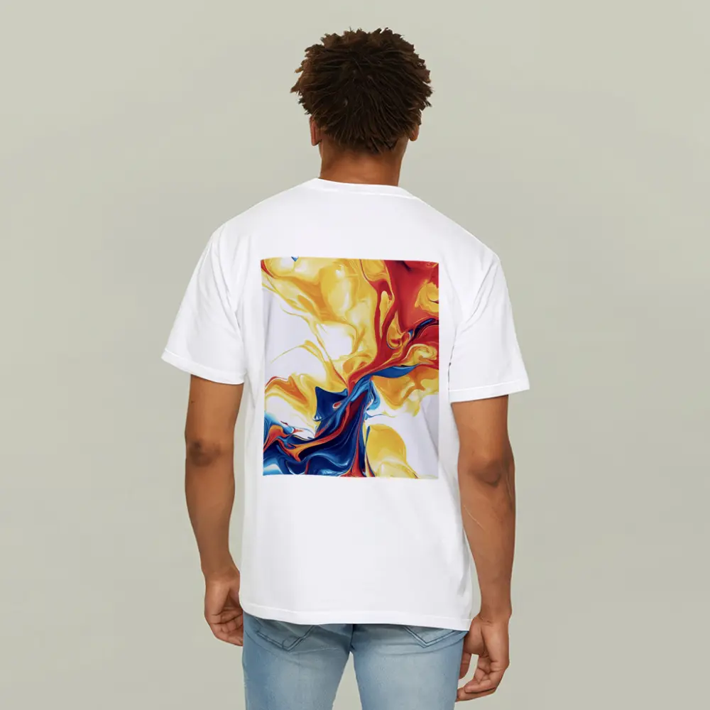 Bold Fluid Abstract Art Yellow Red Blue – T-Shirts