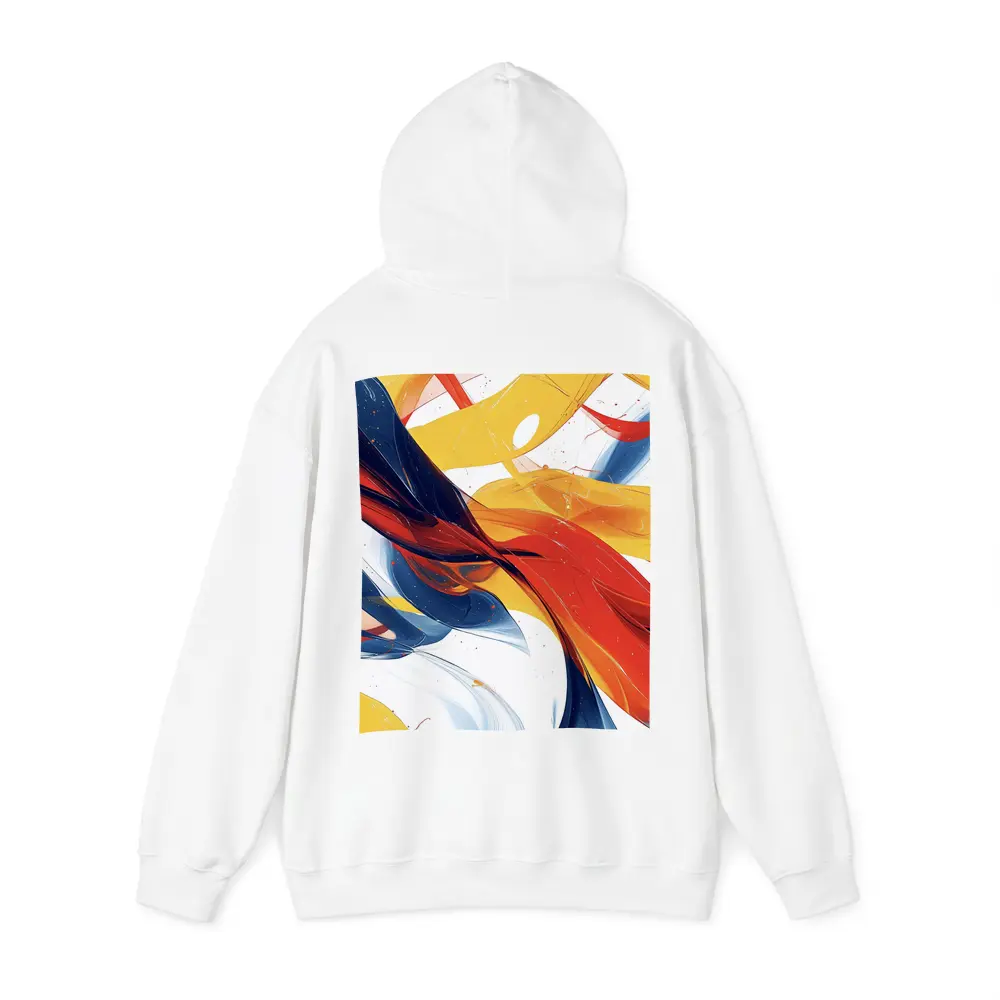 Bold Abstract Swirls Red Yellow Blue White – Hoodies
