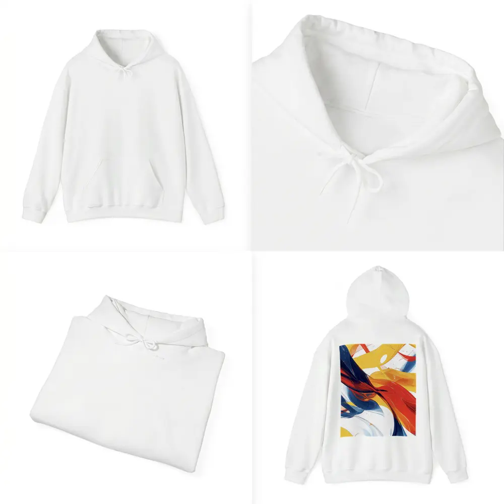 Bold Abstract Swirls Red Yellow Blue White – Hoodies