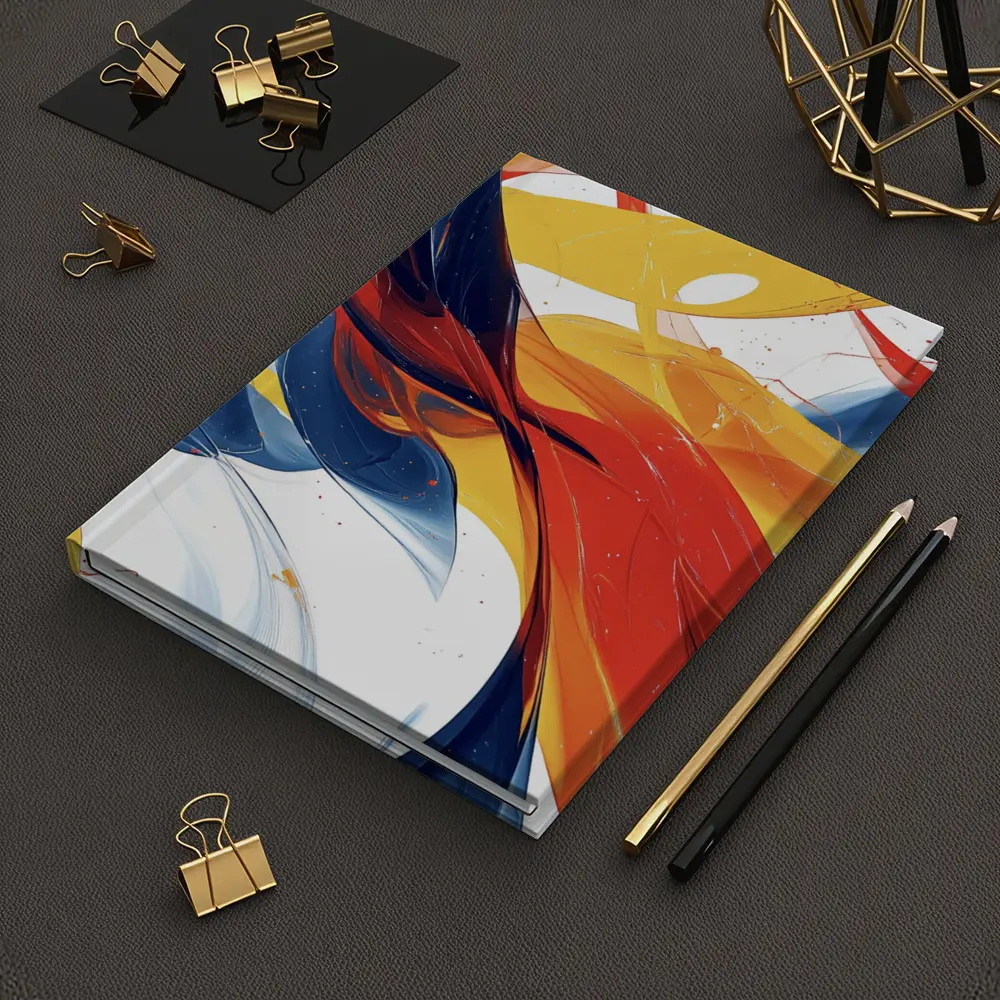 Bold Abstract Swirls Red Yellow Blue White – Notebooks