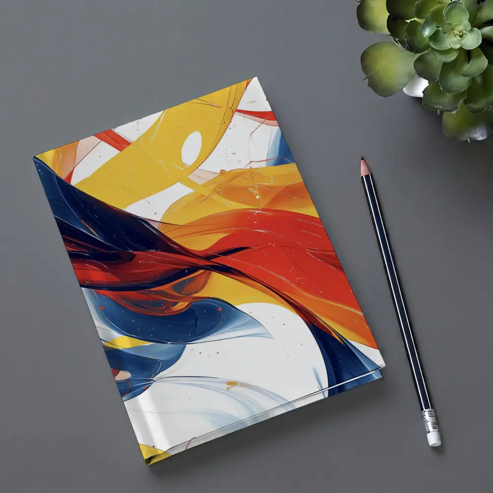 Bold Abstract Swirls Red Yellow Blue White – Notebooks