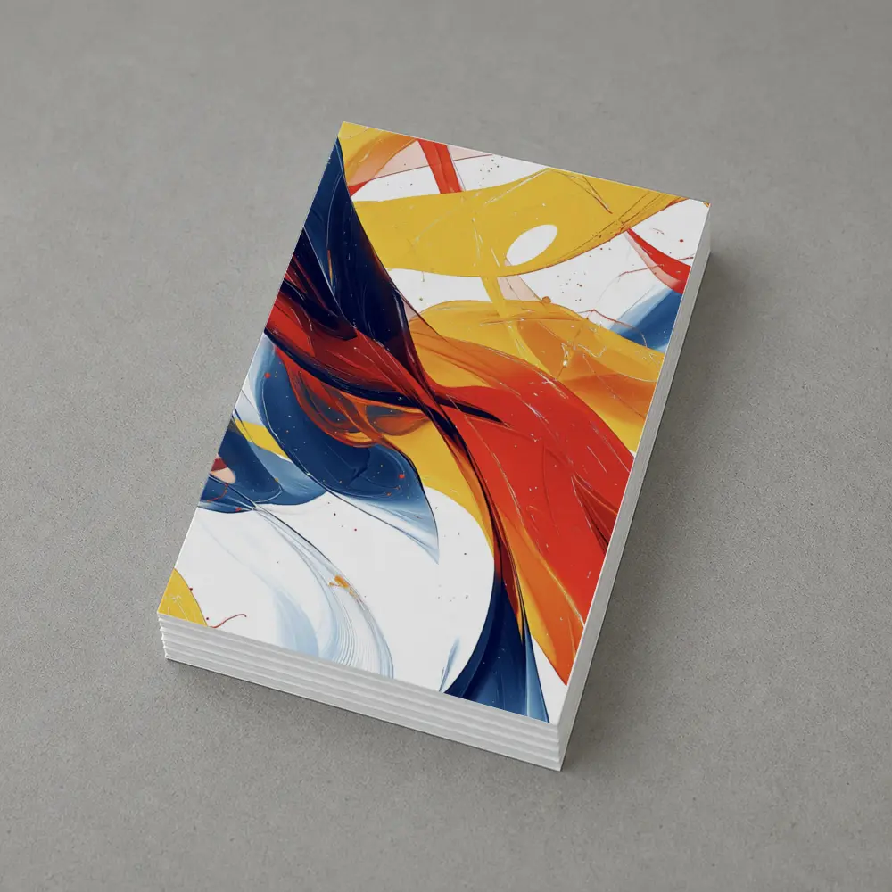 Bold Abstract Swirls Red Yellow Blue White – Postcards