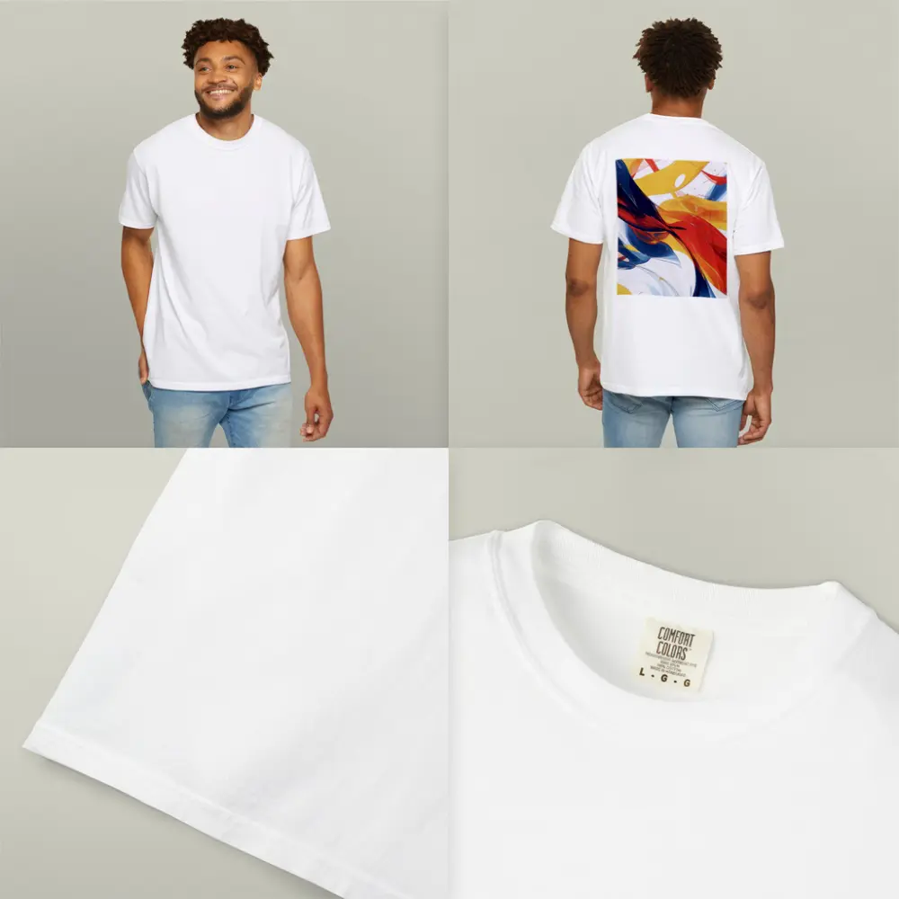 Bold Abstract Swirls Red Yellow Blue White – T-Shirts