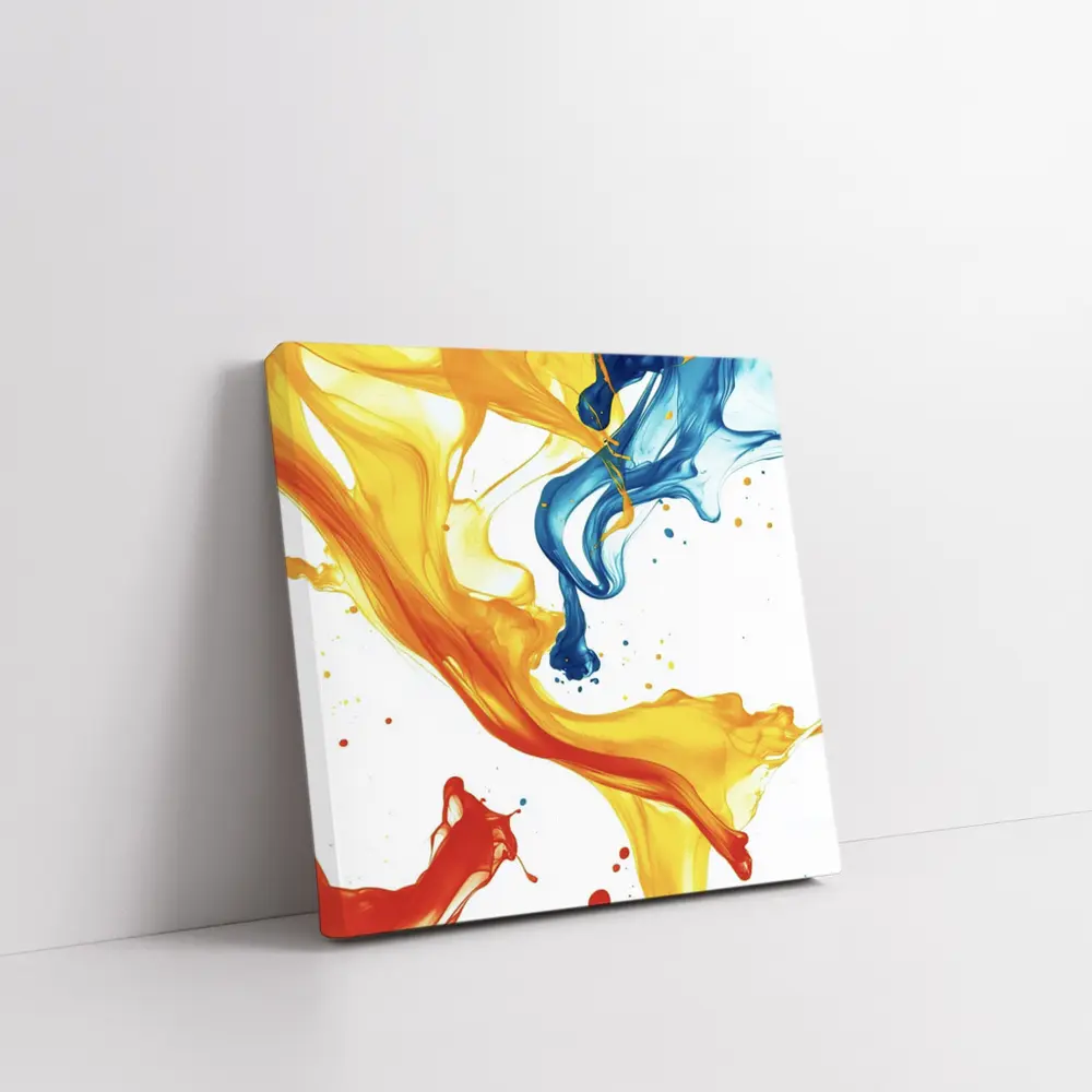 Blue Yellow Red Paint Splash Abstract Art – Wall Art