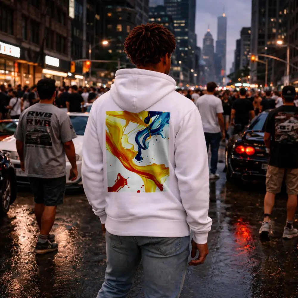 Blue Yellow Red Paint Splash Abstract Art – Hoodies