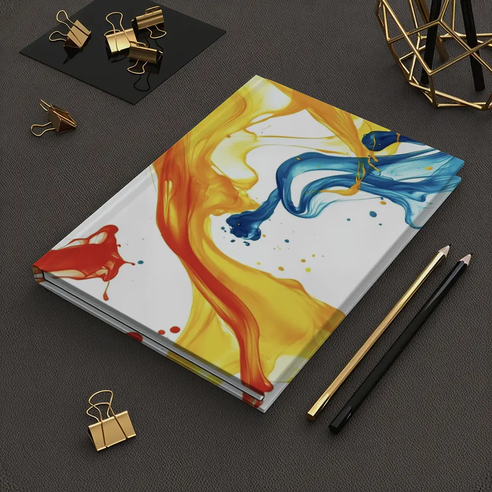 Blue Yellow Red Paint Splash Abstract Art – Notebooks
