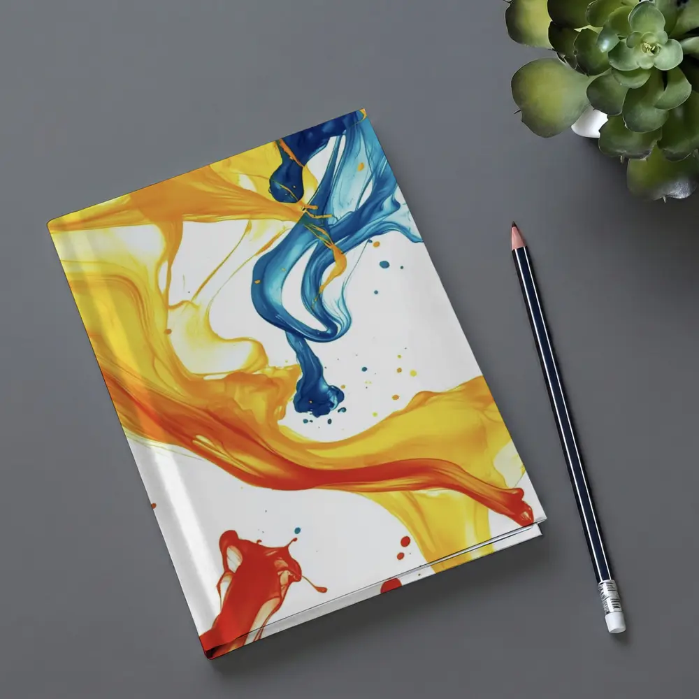 Blue Yellow Red Paint Splash Abstract Art – Notebooks
