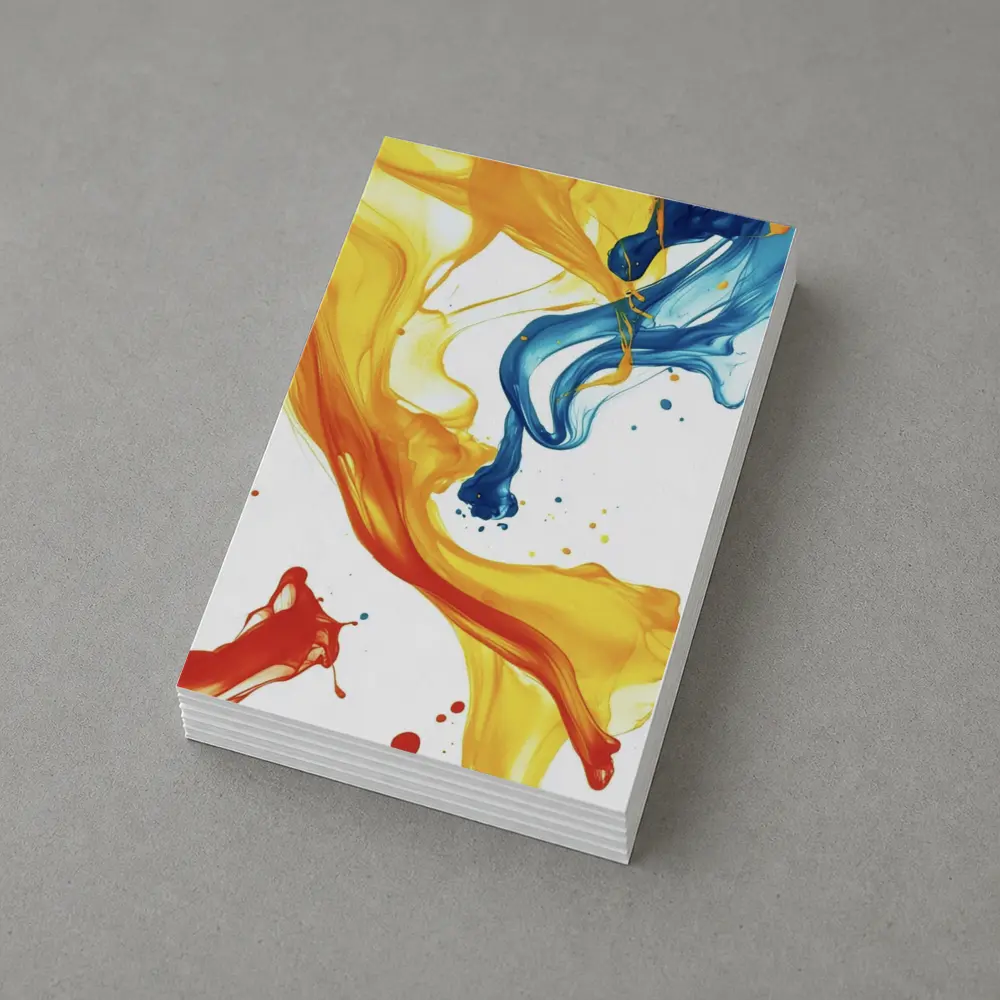 Blue Yellow Red Paint Splash Abstract Art – Postcards