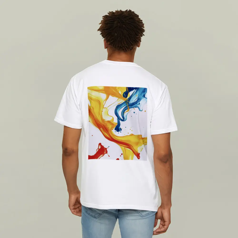 Blue Yellow Red Paint Splash Abstract Art – T-Shirts